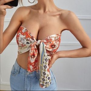 Satin scarf top (S) NWOT